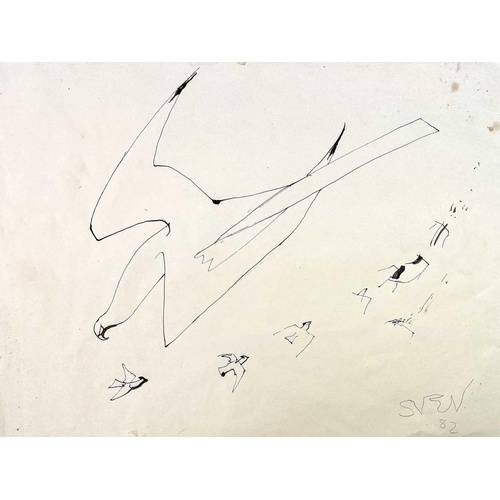 78 - Sven BERLIN (1911-1999) A selection of animal drawings Ink and charcoal on paper Signed The largest ... 