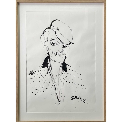 86 - Sven BERLIN (1911-1999) Self Portrait Signed and dated '76 Ink drawing 58x40cm