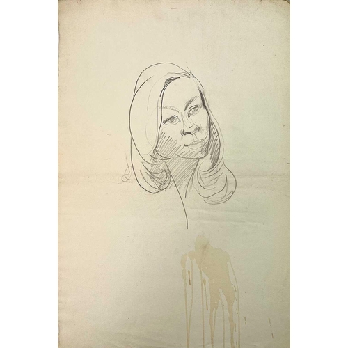 91 - Sven BERLIN (1911-1999) A selection of loose portrait sketches Ink and charcoal on paper Some of whi... 