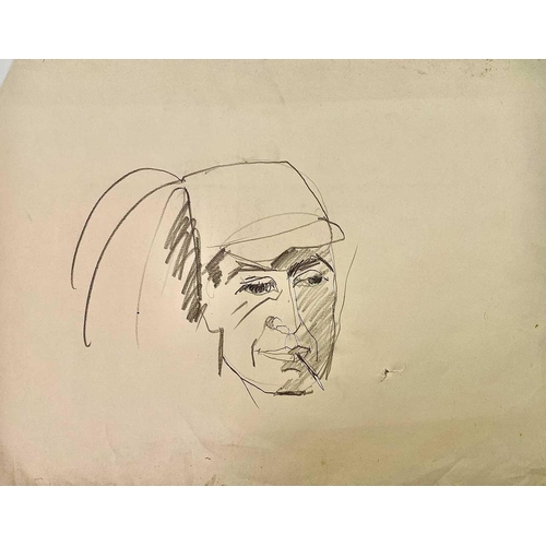 91 - Sven BERLIN (1911-1999) A selection of loose portrait sketches Ink and charcoal on paper Some of whi... 