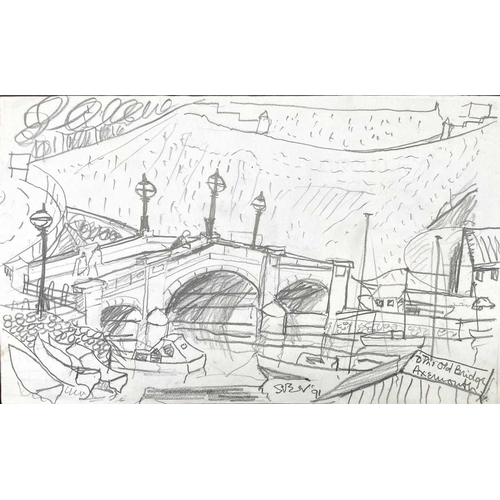 97 - Sven BERLIN (1911-1999) Street scene Pen & ink circa 1980s 49x19cm Together with various other drawi... 