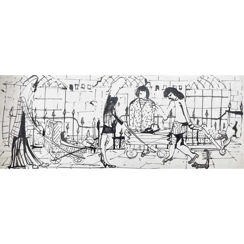 97 - Sven BERLIN (1911-1999) Street scene Pen & ink circa 1980s 49x19cm Together with various other drawi... 