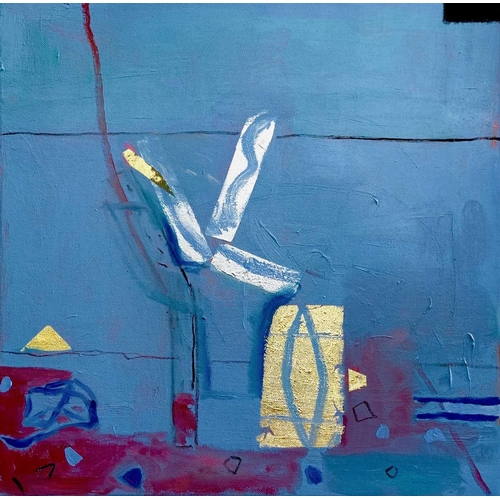 138 - Janet LYNCH (1938) Guilt Trip Mixed media on canvas Signed and dated '07 on verso 49 x 49cm