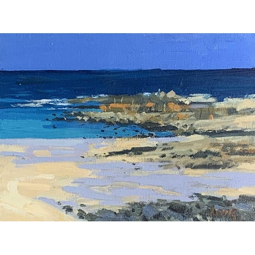 156 - Gary LONG (1945) Godrevy Beach Oil on board Signed 15 x 20cm