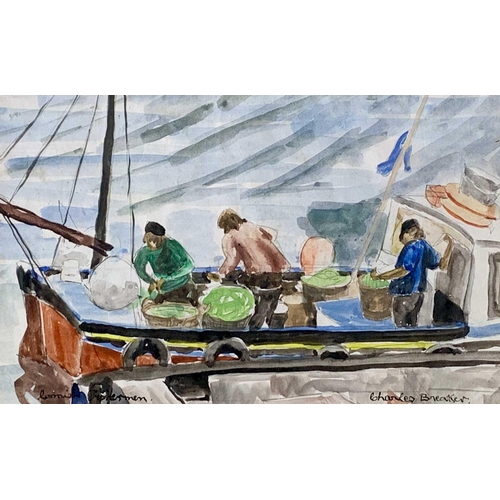 167 - Charles BREAKER (1906-1985) Cornish Fishermen Watercolour Signed and inscribed 18x27.5cm