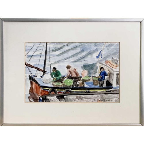 167 - Charles BREAKER (1906-1985) Cornish Fishermen Watercolour Signed and inscribed 18x27.5cm