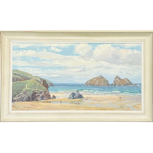 168 - Nancy BAILEY (1913-2012) Holywell Bay Oil on board Signed 40x75cm