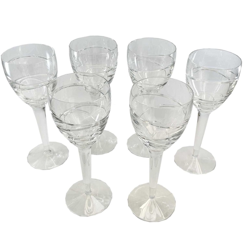 867 - Six Jasper Conran Stuart crystal red wine goblets. height 25cm.