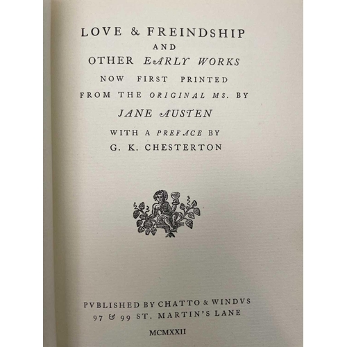 1 - JANE AUSTIN. 'Love and Friendship and Other Early Works Now First Printed from the Original Ms. by J... 