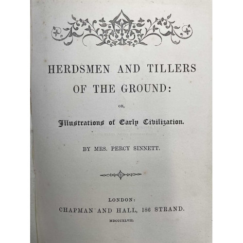 11 - Mrs PERCY SINNETT. 'Herdsmen and Tillers of the Ground,' original cloth, hand coloured frontis engra... 