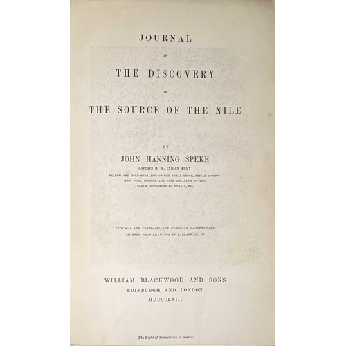 16 - JOHN HANNING SPEKE. 'Journal of the Discovery of the Source of the Nile,' first edition, original cl... 