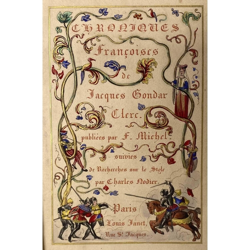 18 - BINDING. 'Chroniques Francoises, Paris, n.d., bound in embossed velvet.