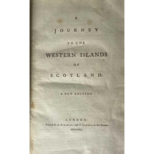 21 - SAMUEL JOHNSON. 'Journey to the Western Islands of Scotland,' New Edition, full marbled leather, A. ... 