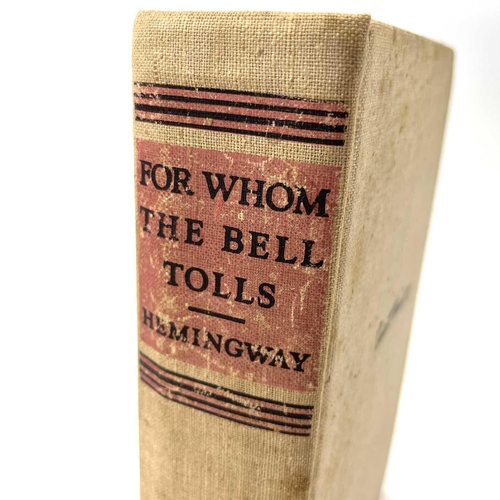 22 - ERNEST HEMINGWAY. 'For Whom The Bell Tolls,' first edition, lacking dj, original cloth, ex libris pa... 