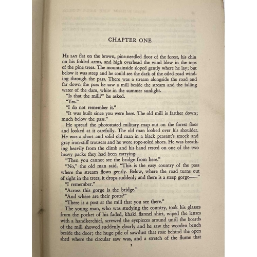 22 - ERNEST HEMINGWAY. 'For Whom The Bell Tolls,' first edition, lacking dj, original cloth, ex libris pa... 