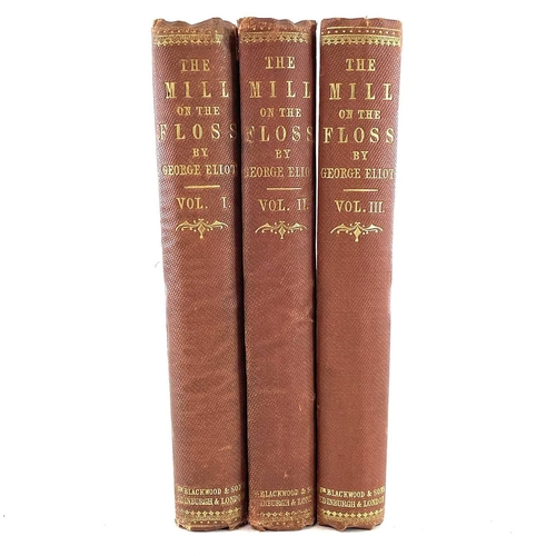 32 - GEORGE ELIOT. 'The Mill on the Floss,' three vols, original cloth with library subscription label to... 