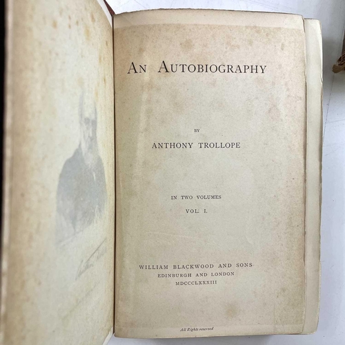 39 - ANTHONY TROLLOPE. 'An Autobiography,' three vols, original cloth, rubbed and bumped, cracked joints,... 
