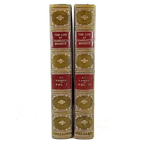 40 - E. C. G. GASKELL. 'The Life of Charlotte Bronte,' first edition, two vols, half green leather with c... 