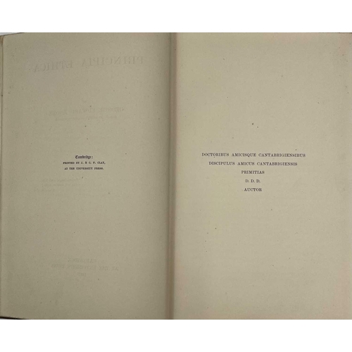 42 - GEORGE EDWARD MOORE. 'Principia Ethica,' first edition, original cloth, soiling to boards, owner sig... 