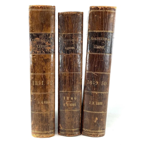 44 - JOSEPH HARRISON. 'The Floricultural Cabinet,' three vols, full leather, hand coloured illustrations,... 