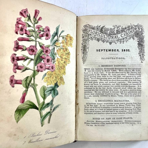 44 - JOSEPH HARRISON. 'The Floricultural Cabinet,' three vols, full leather, hand coloured illustrations,... 
