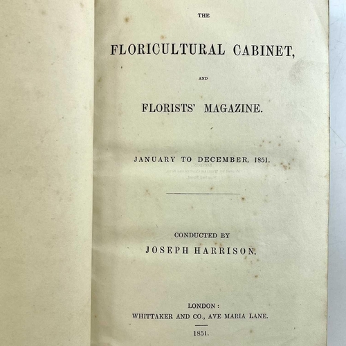 44 - JOSEPH HARRISON. 'The Floricultural Cabinet,' three vols, full leather, hand coloured illustrations,... 