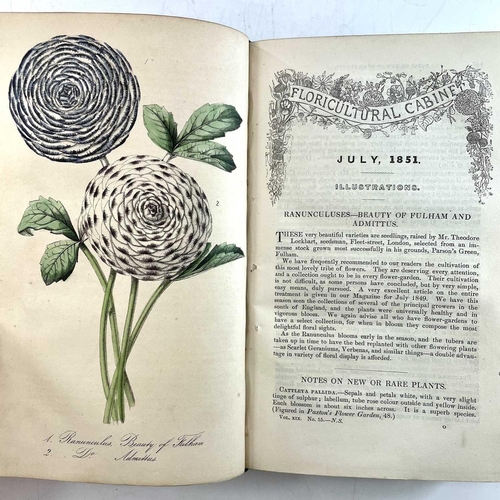 44 - JOSEPH HARRISON. 'The Floricultural Cabinet,' three vols, full leather, hand coloured illustrations,... 