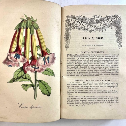 44 - JOSEPH HARRISON. 'The Floricultural Cabinet,' three vols, full leather, hand coloured illustrations,... 