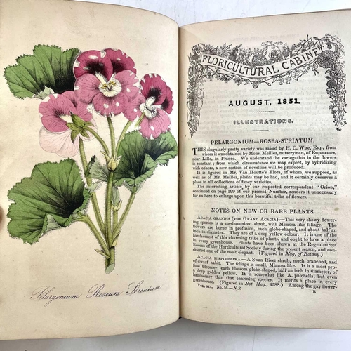 44 - JOSEPH HARRISON. 'The Floricultural Cabinet,' three vols, full leather, hand coloured illustrations,... 