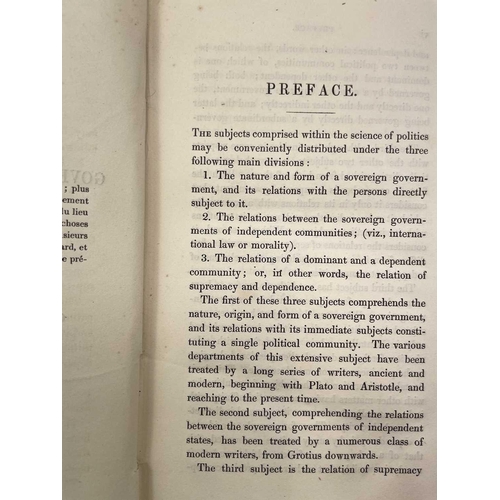 45 - GEORGE CORNEWALL LEWIS. 'Essay on the Government of Dependencies,' 8vo, publishers boards, front boa... 