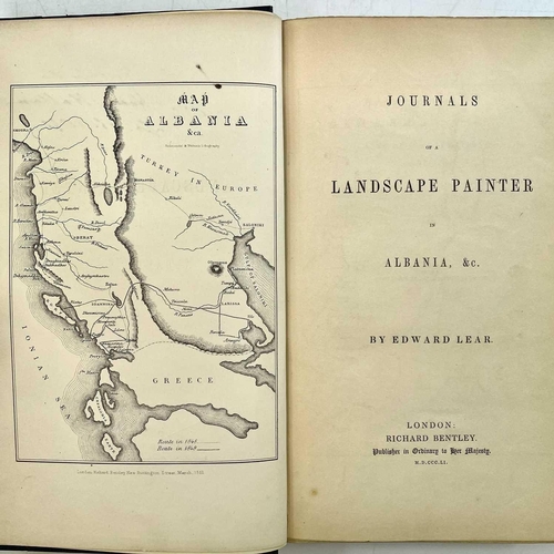 56 - EDWARD LEAR. 'Journals of a Landscape Painter in Albania & Illyria,' original cloth, rubbed and bump... 