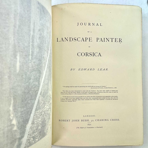 57 - EDWARD LEAR. 'Journal of a Landscape Painter in Corsica,' first edition, original russet cloth, spli... 