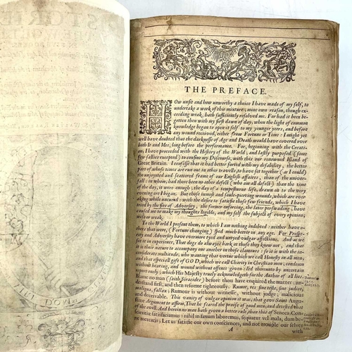 60 - Sir WALTER RALEIGH. 'The Historie of the New World in Five Bookes,' defective, rebacked, titlepage p... 