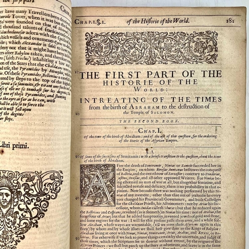 60 - Sir WALTER RALEIGH. 'The Historie of the New World in Five Bookes,' defective, rebacked, titlepage p... 