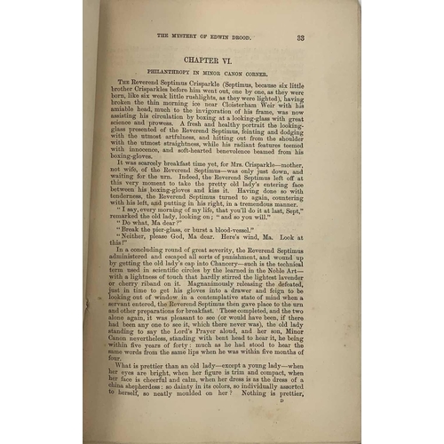 8 - CHARLES DICKENS. 'Edwin Drood,' first edition in six volumes, pictorial card wraps chipped and torn,... 