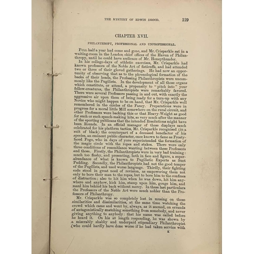 8 - CHARLES DICKENS. 'Edwin Drood,' first edition in six volumes, pictorial card wraps chipped and torn,... 