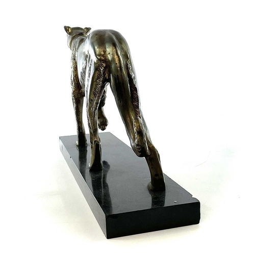 12 - After Rochard a cast metal Borzoi. A French gilded figure of a Borzoi hound, circa 1930, modelled wi... 