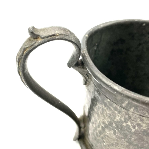 130 - An Arts and Crafts beaten pewter bowl by Hugh Wallis signed to base height 5cm together with a circa... 