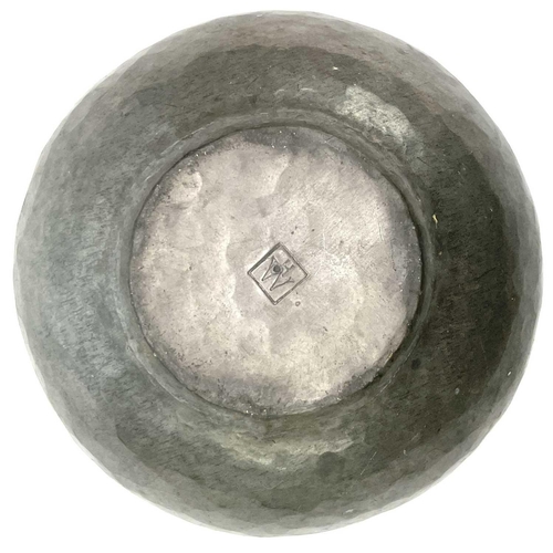 130 - An Arts and Crafts beaten pewter bowl by Hugh Wallis signed to base height 5cm together with a circa... 