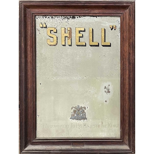 14 - A 'Shell' petroleum advertising mirror, etched and gilt 'By Appointment to The King', with an applie... 