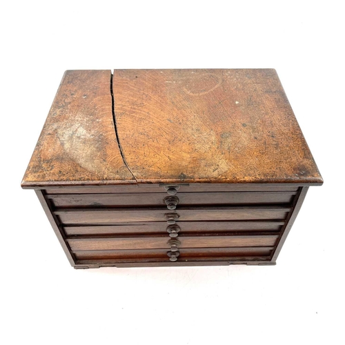 140 - A 19th century walnut veneer table top collectors cabinet with four short drawers, five long drawers... 