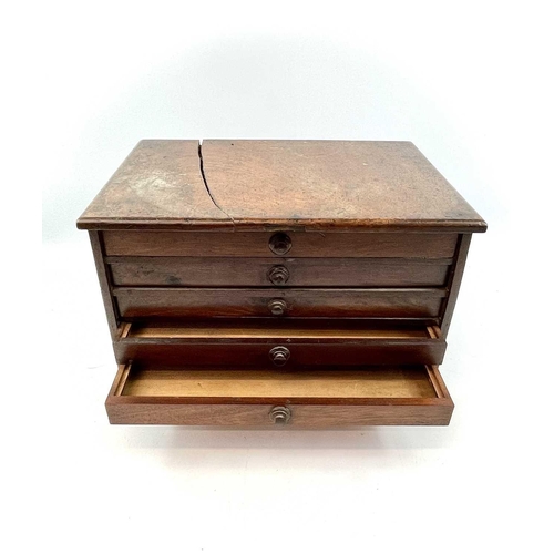 140 - A 19th century walnut veneer table top collectors cabinet with four short drawers, five long drawers... 