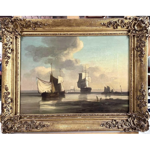 1408 - 19th century Marine School Light Airs off The Dutch Coast Oil on canvas 32x45cm