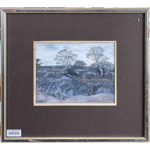 1413 - Barbara Wills, Children in a landscape, Gouache, signed 15X19.5cm, together with Bob Vigg St Ives ba... 