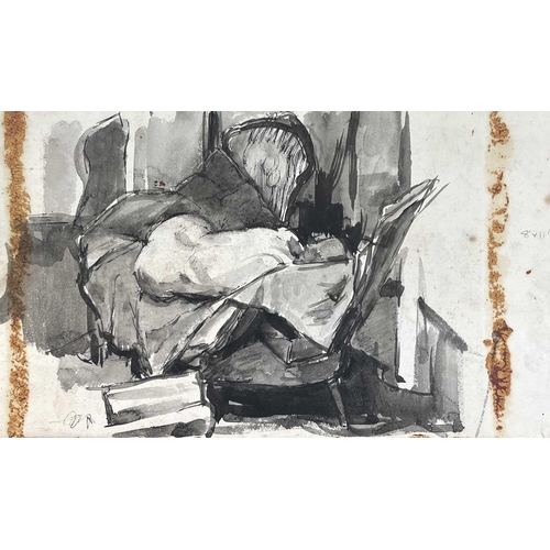 1423 - A portfolio of charcoal and other media still-life drawings and risqué scenes, mostly 35.5cm x 28cm.