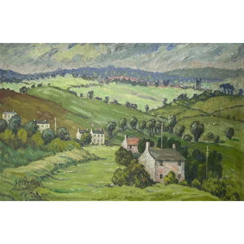 1426 - J F BROWN (XX) Rural landscape oil on board 30.5cm x 20.5cm together with another work by the same a... 