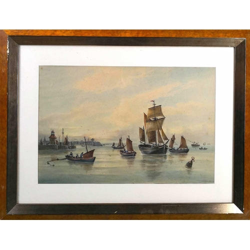 1432 - John Francis BRANEGAN (1843-1909) Off Gorleston Watercolour signed 52cm x 34cm