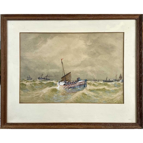 1437 - John Francis BRANEGAN (1843-1909) Lifeboat Watercolour 44cm x 30cm together with another watercolour... 