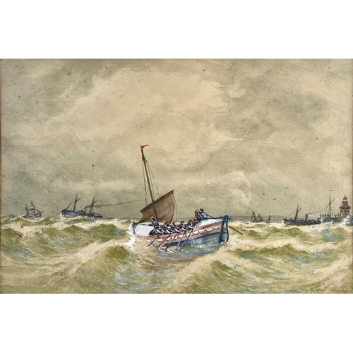 1437 - John Francis BRANEGAN (1843-1909) Lifeboat Watercolour 44cm x 30cm together with another watercolour... 