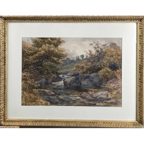 1447 - David LAW (1831-1901) Stream Through The Woods Victorian Watercolour Signed 35 x 51cm